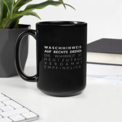 Schwarze Tasse, glänzende | WASCHHINWEIS