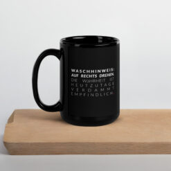 Schwarze Tasse, glänzende | WASCHHINWEIS