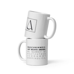 Tasse in weiß, glänzend | WASCHHINWEIS