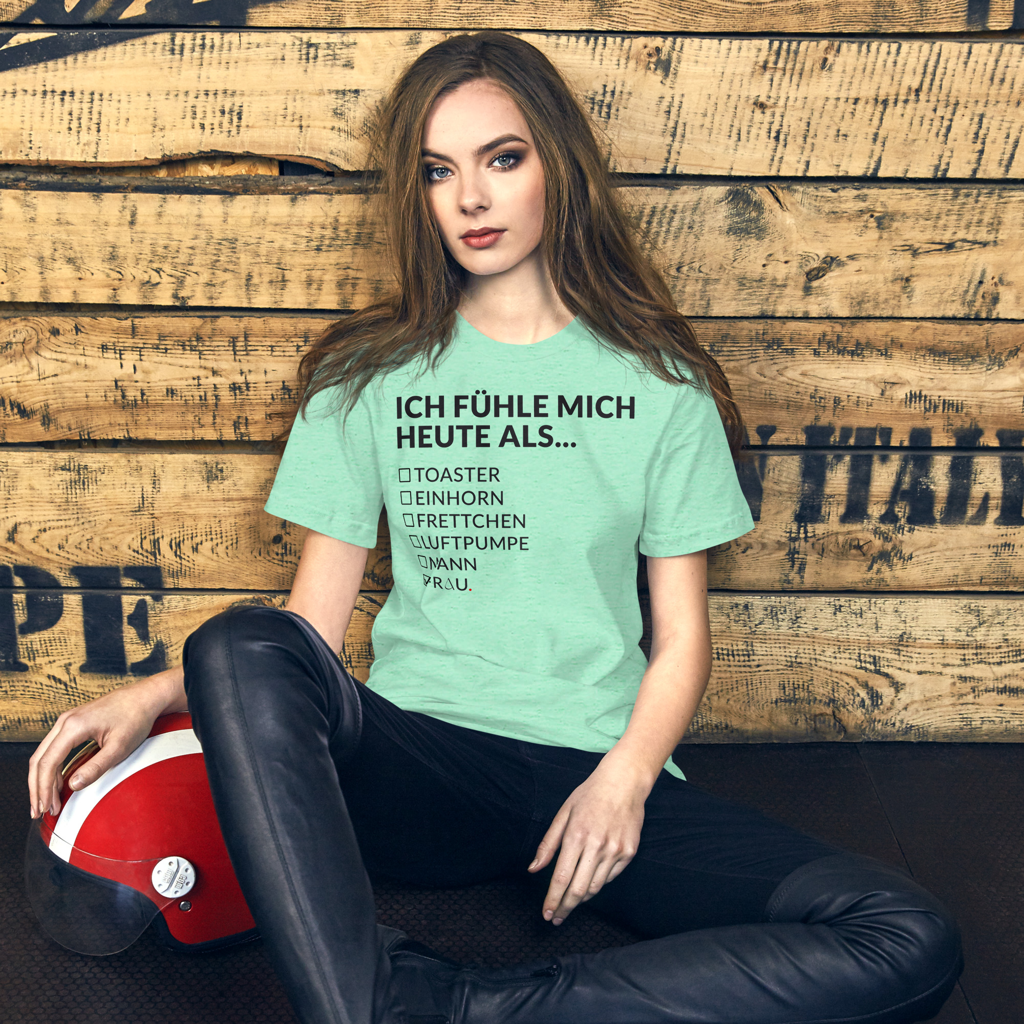 Essenzielles Unisex T-Shirt – Bella + Canvas 3001 | ICH FÜHLE MICH HEUTE ALS FRAU – Bild 3