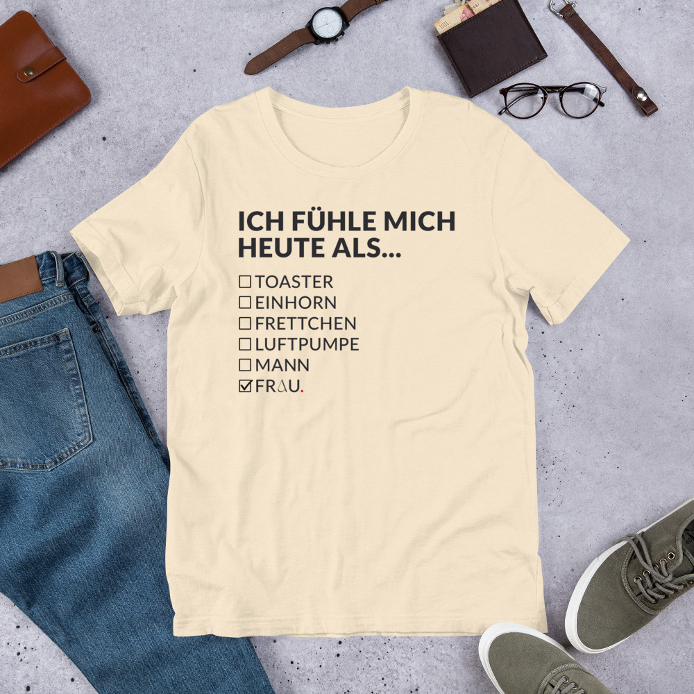 Essenzielles Unisex T-Shirt – Bella + Canvas 3001 | ICH FÜHLE MICH HEUTE ALS FRAU – Bild 33