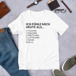 Essenzielles Unisex T-Shirt – Bella + Canvas 3001 | ICH FÜHLE MICH HEUTE ALS FRAU