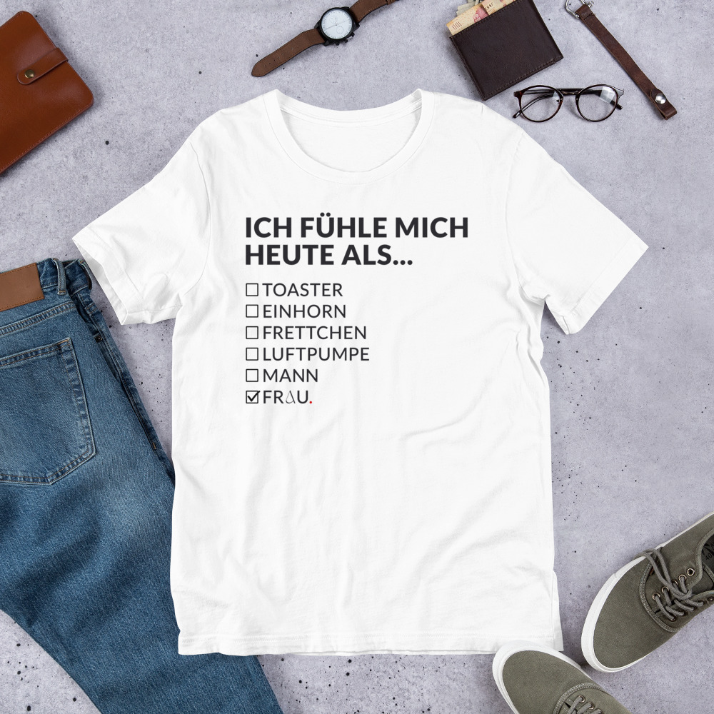 Essenzielles Unisex T-Shirt – Bella + Canvas 3001 | ICH FÜHLE MICH HEUTE ALS FRAU – Bild 35