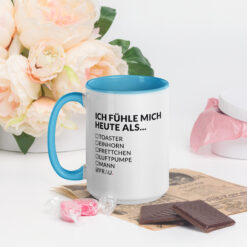 Bunte Tasse mit farbiger Innenseite | ICH FÜHLE MICH HEUTE ALS FRAU