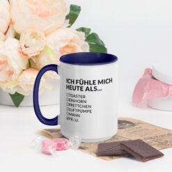 Bunte Tasse mit farbiger Innenseite | ICH FÜHLE MICH HEUTE ALS FRAU