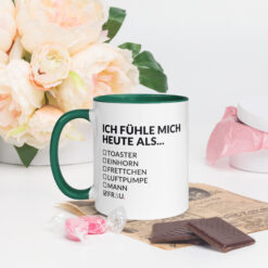 Bunte Tasse mit farbiger Innenseite | ICH FÜHLE MICH HEUTE ALS FRAU
