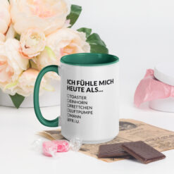 Bunte Tasse mit farbiger Innenseite | ICH FÜHLE MICH HEUTE ALS FRAU