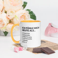 Bunte Tasse mit farbiger Innenseite | ICH FÜHLE MICH HEUTE ALS FRAU