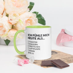 Bunte Tasse mit farbiger Innenseite | ICH FÜHLE MICH HEUTE ALS FRAU