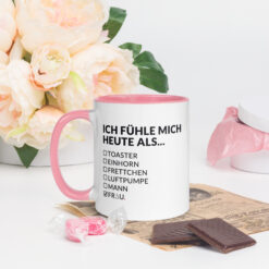 Bunte Tasse mit farbiger Innenseite | ICH FÜHLE MICH HEUTE ALS FRAU