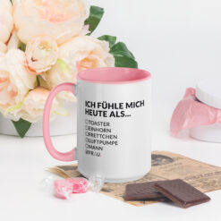Bunte Tasse mit farbiger Innenseite | ICH FÜHLE MICH HEUTE ALS FRAU