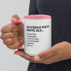Bunte Tasse mit farbiger Innenseite | ICH FÜHLE MICH HEUTE ALS FRAU