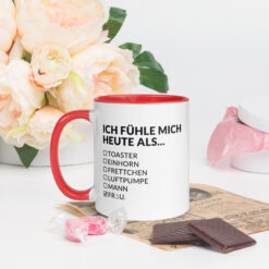 Bunte Tasse mit farbiger Innenseite | ICH FÜHLE MICH HEUTE ALS FRAU
