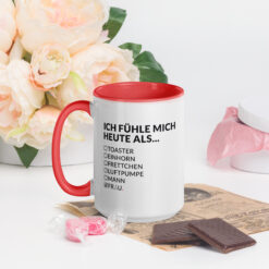 Bunte Tasse mit farbiger Innenseite | ICH FÜHLE MICH HEUTE ALS FRAU