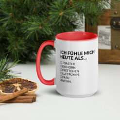 Keramiktasse mit farbiger Innenseite | ICH FÜHLE MICH HEUTE ALS MANN