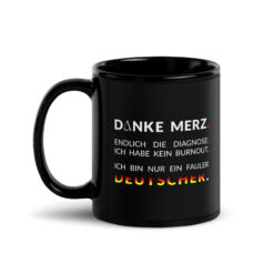Schwarze glänzende Keramiktasse | DANKE MERZ