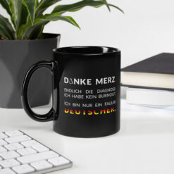 Schwarze glänzende Tasse | DANKE MERZ