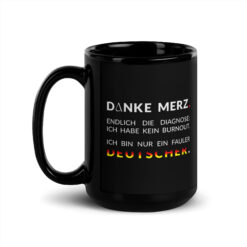 Schwarze glänzende Keramiktasse | DANKE MERZ