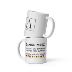 Weiße, glänzende Tasse | DANKE MERZ