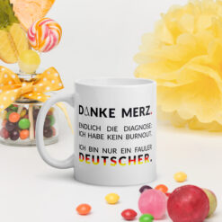 Weiße, glänzende Tasse | DANKE MERZ