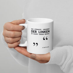 Weiße, glänzende Tasse | LINKES ARGUMENT