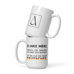 Weiße, glänzende Tasse | DANKE MERZ