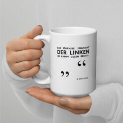 Weiße, glänzende Tasse | LINKES ARGUMENT