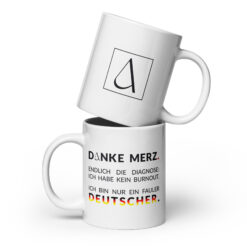 Weiße, glänzende Tasse | DANKE MERZ