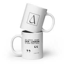 Weiße, glänzende Tasse | LINKES ARGUMENT