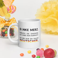 Weiße, glänzende Tasse | DANKE MERZ